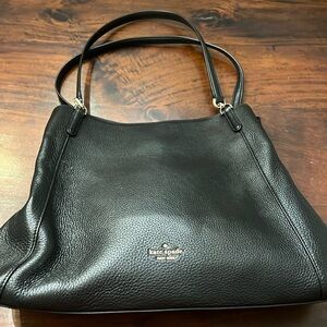 Kate Spade large black leather shoulder bag